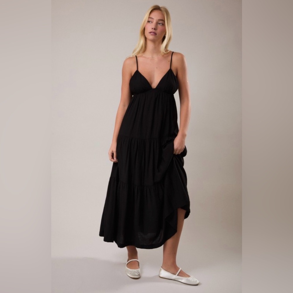 146. Spaghetti strap Tiered Maxi Dress